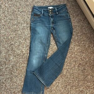 Vintage CAbi Women's Contemporary Fit Boot Cut Jeans Blue size 6. Leather